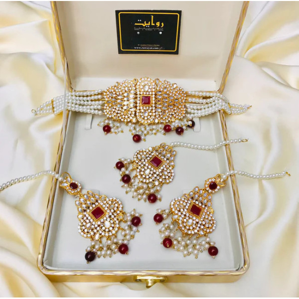 Jodha Choker Set (Maroon)