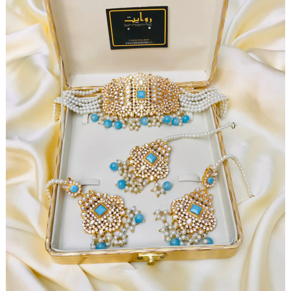 Jodha Choker Set (Ferozi)