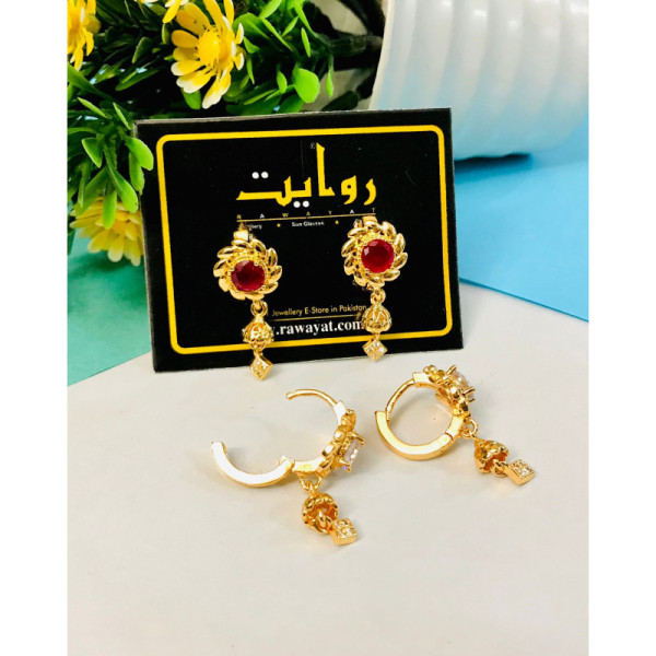 Digital Zircon Earring-21 (Ruby)