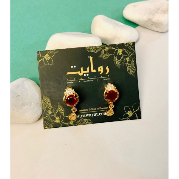 Digital Zircon Earring-15 (Maroon)