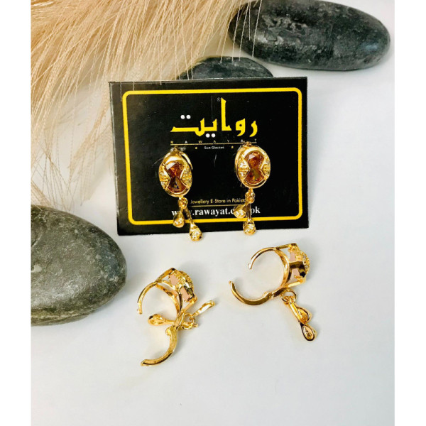 Digital Zircon Earring-12 (Golden)