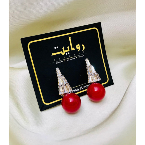 Zircon Earring-78 (Red)