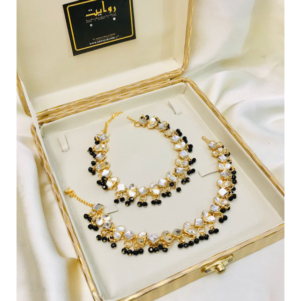 Kundan Anklet-14 (Black)