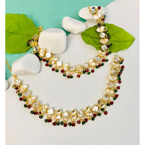 Kundan Anklet-14 (Green/Maroon)