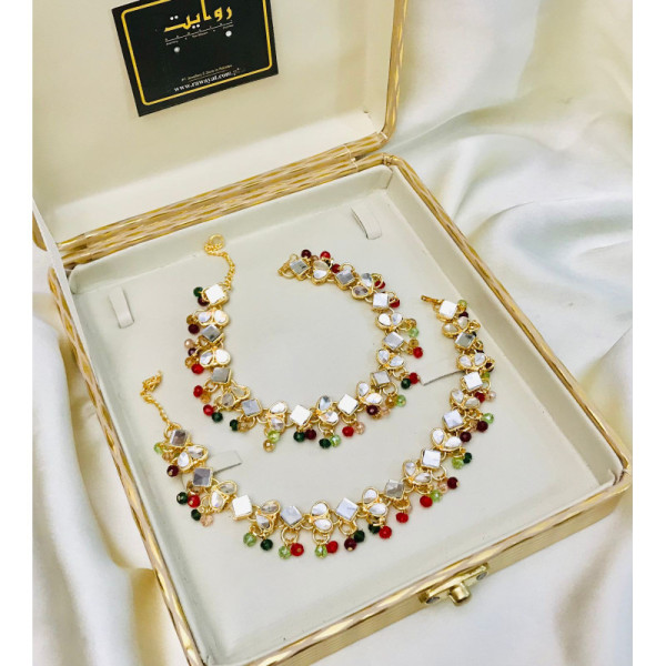 Kundan Anklet-14 (Multi)