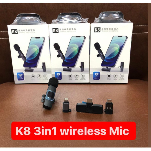 K8 Wireless Microphone Mic Universal Plug & Play