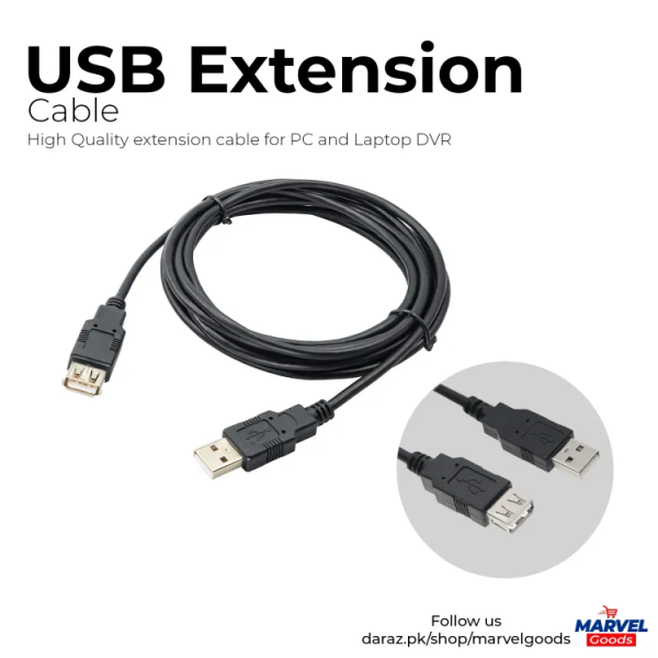 2.0 A M/F Extension Cable - Black