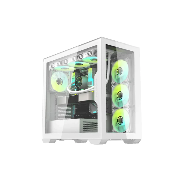 DarkFlash DLX4000 Mesh Selection E-ATX Tempered Glass PC Case – White