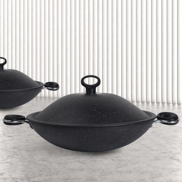 Marble Coated Queen Wok (Karahi) - Black