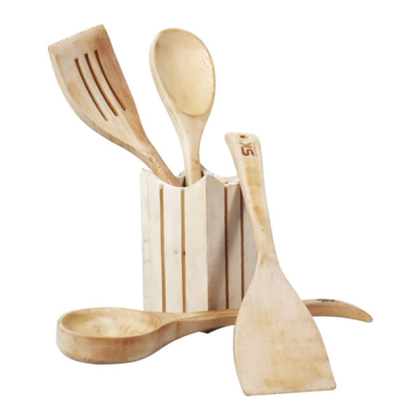 5 Piece Smart Wooden Cooking Utensils Set of Spoons