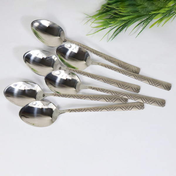 6 Pieces Stainless Steel Table Spoons Set - 14 Gauged