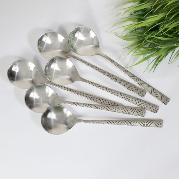 6 Pieces Stainless Steel Soup Spoons Set - 14 Gauged