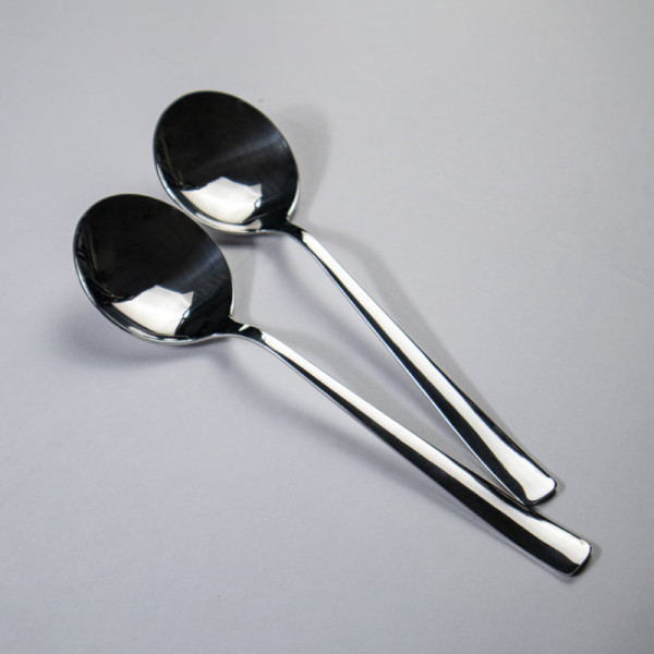 Set of 2 - Stainless Steel Donga/Curry/Salan Serving Spoons - 14 Gauged (Plain)