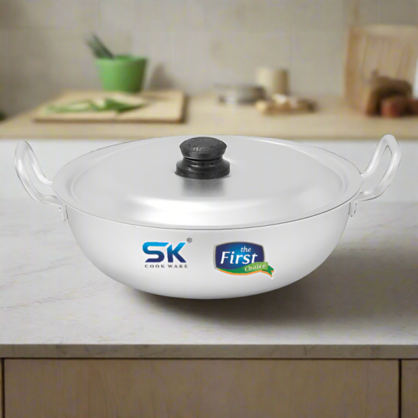 Aluminum Heavy Gauged Anodized Round Wok/Karahi