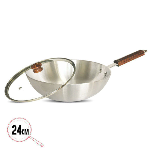 Aluminum Deep Frying Pan with Glass Lid