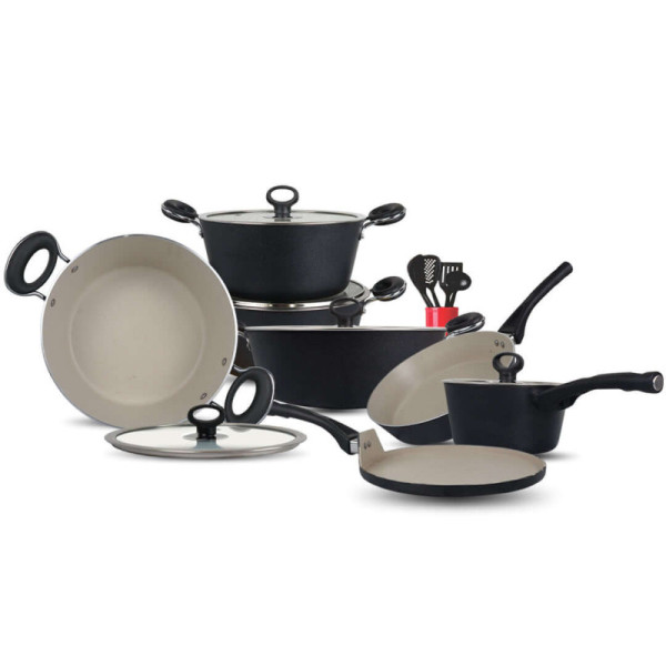 16 Pieces Non Stick Marble Coated Gift Signature Cookware Set