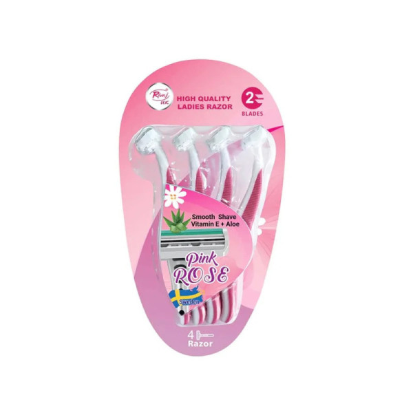 Ladies Pink Rose Razor Pack of 4