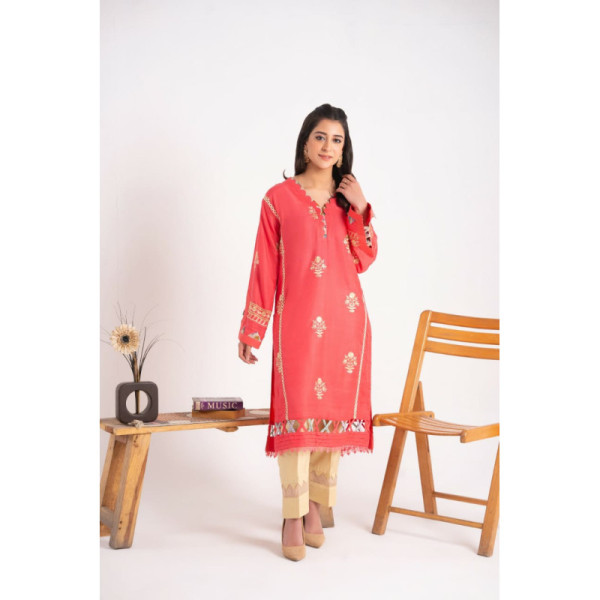 2 Piece Embroidery Linen Suit