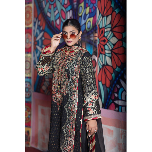 SDRS24-107 3 Piece Silk Embroidered Suit | Stitched |