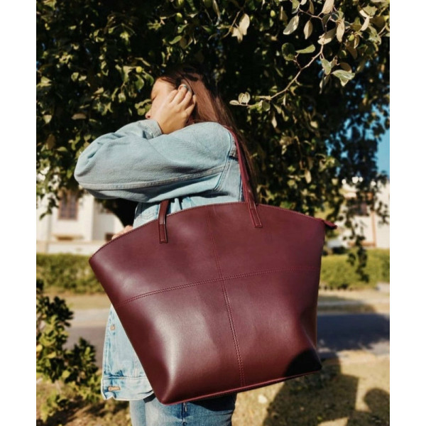 TOTE SHOULDER MAROON