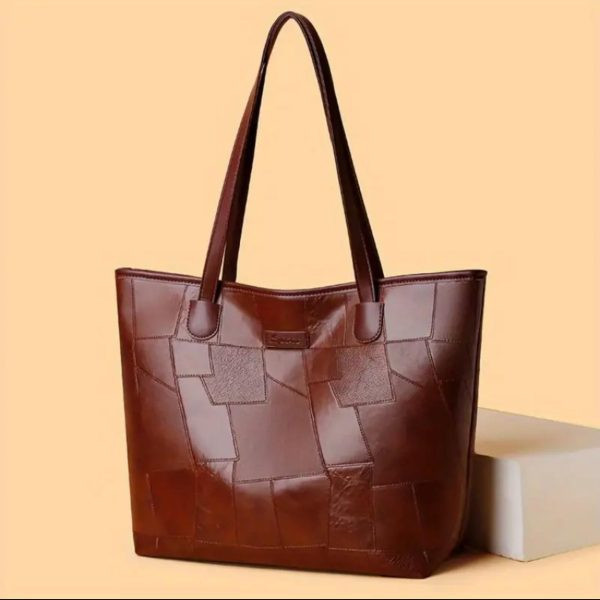 CHIC Women’s Large Capacity TOTE Bag- Faux Leather with Woven Pattern