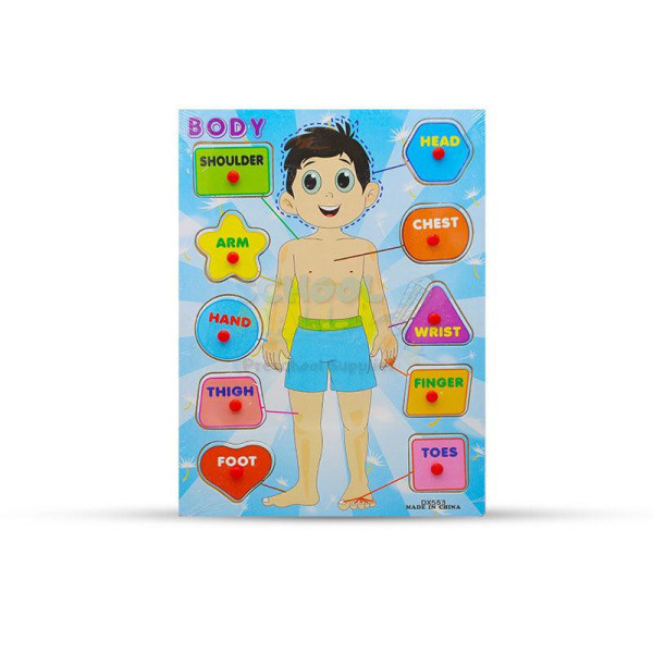 Body Parts Wooden Peg Puzzle Board Boy