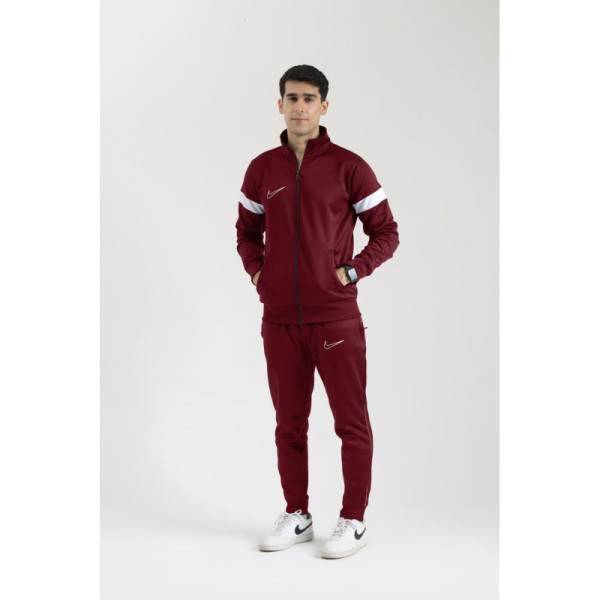 Nik Premium Tracksuit - Mehroon White