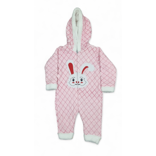 Warm Bunny Quilted Baby Pink Embossed Romper