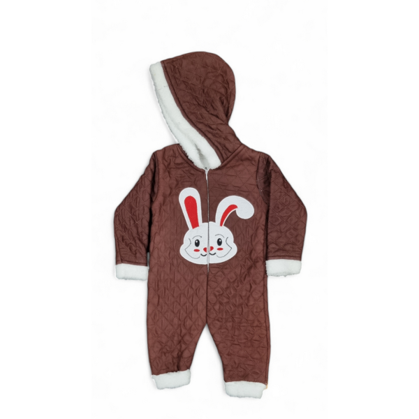 Warm Bunny Quilted Brown Embossed Romper