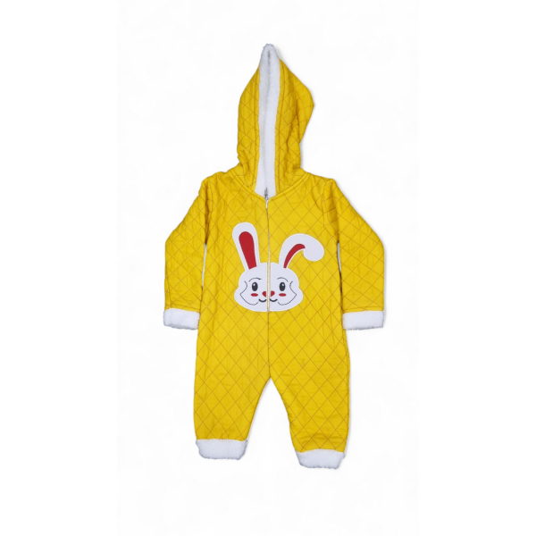 Warm Bunny Quilted Yellow Embossed Romper