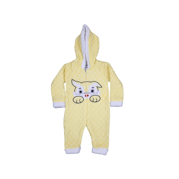 Warm Kitty Quilted Yellow Embossed Romper