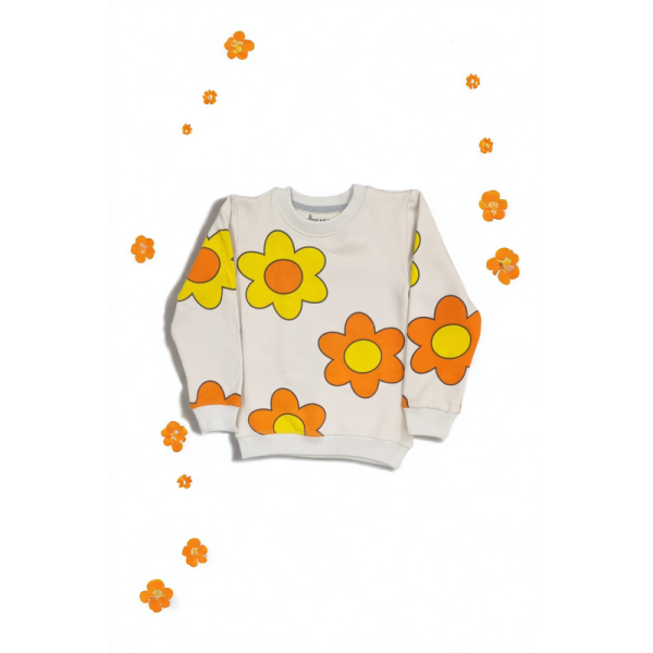 Playful Daisy Print Fleece Sweatshirt