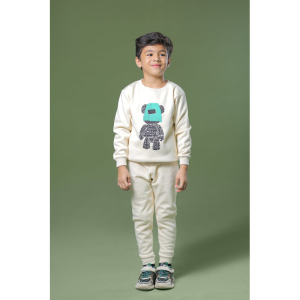 Stars Teddy Print Unisex Cotton Fleece Sweatshirt & Trouser