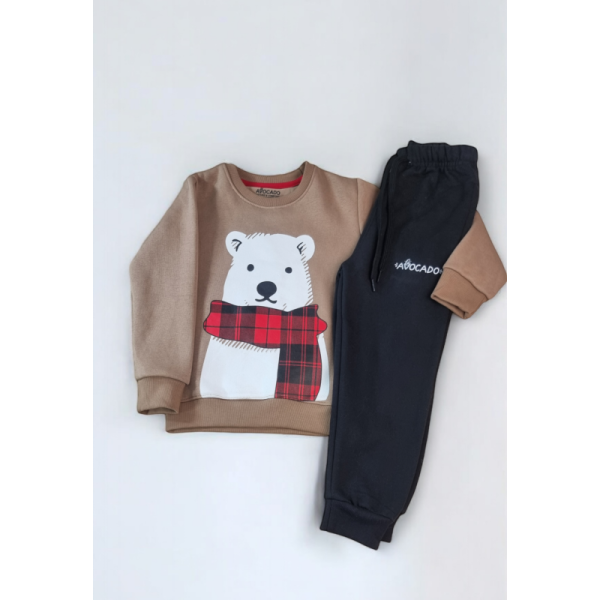 Bear Winter Sweatshirt & Black Premium Fleece Trouser