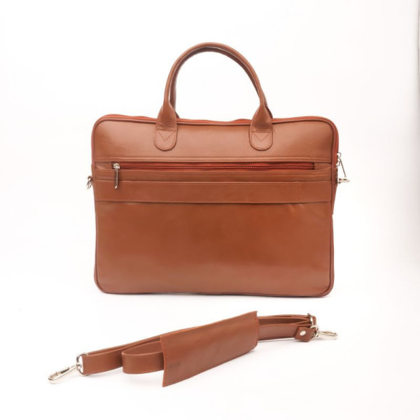 Parker Slim Leather Laptop Bag-Tan