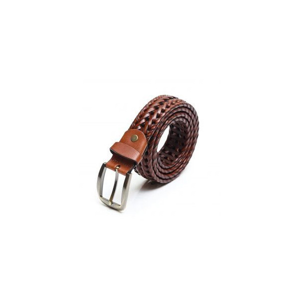 Stylish Braided Men's Leather Belt-Tan Color