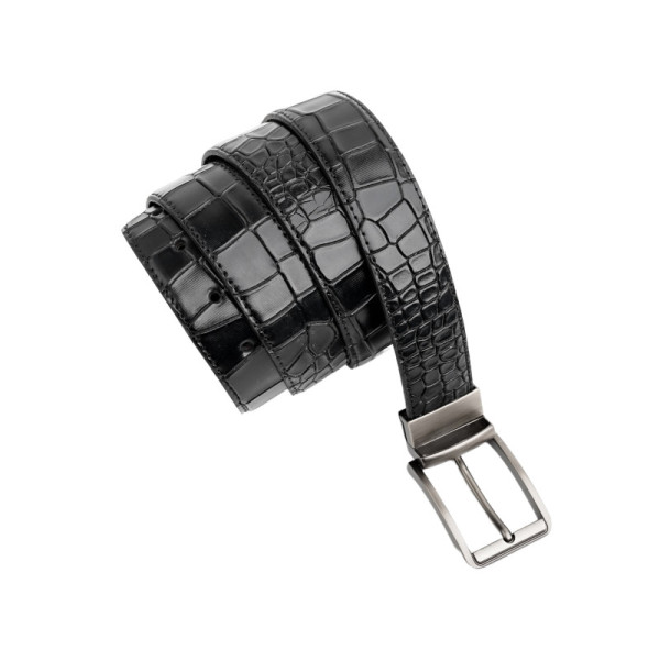 Mens 2in1 Croc Textured Style Reversible Leather Belt