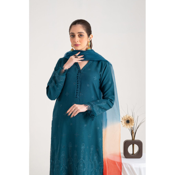 3 Piece Linen Boring Embroidery Suit 