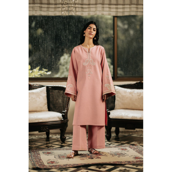 2 Piece - Embroidered Khaddar Suit