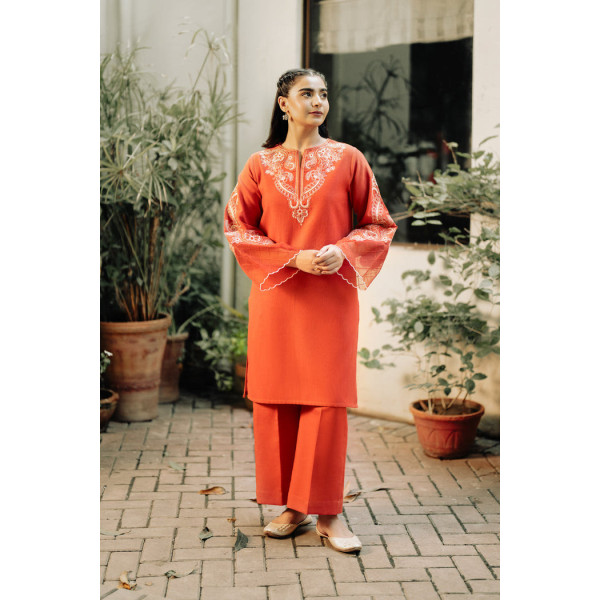 2 Piece - Embroidered Khaddar Suit