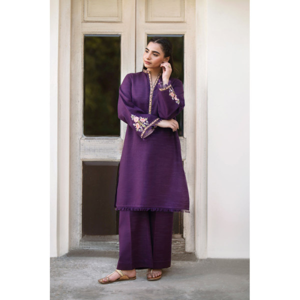 2 Piece - Embroidered Khaddar Suit