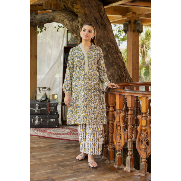 2 Piece - Printed Khaddar Suit - 