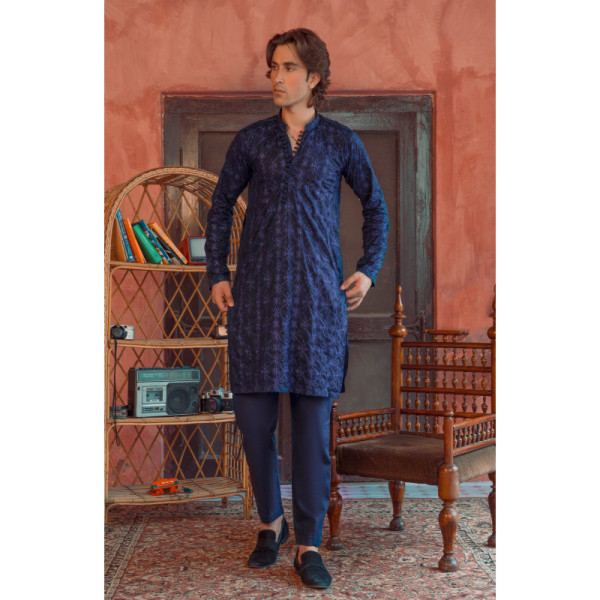 Sapphire Embroidered Suit Men