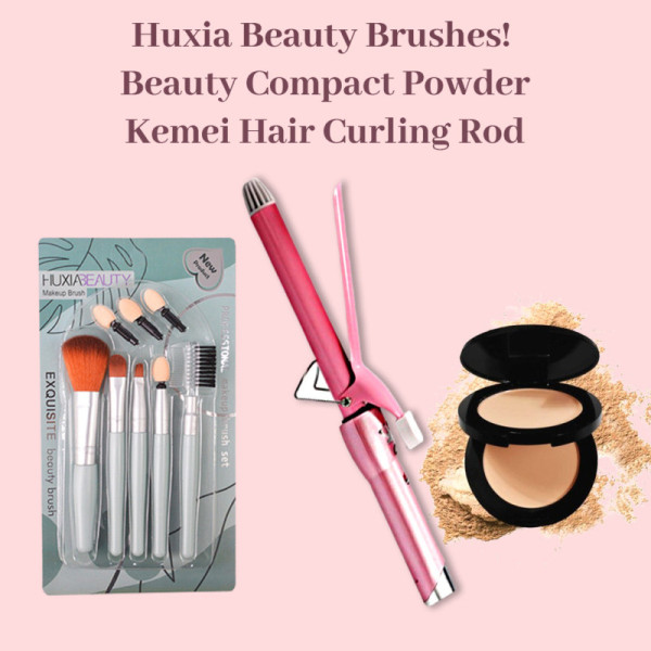 Kemei Hair Curling Rod + Free Brushes & Beauty Compact Powder