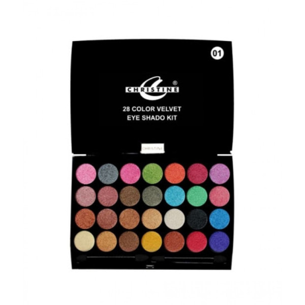 CHRISTINE 28 COLORS VELVET EYE SHADOW KIT (01)