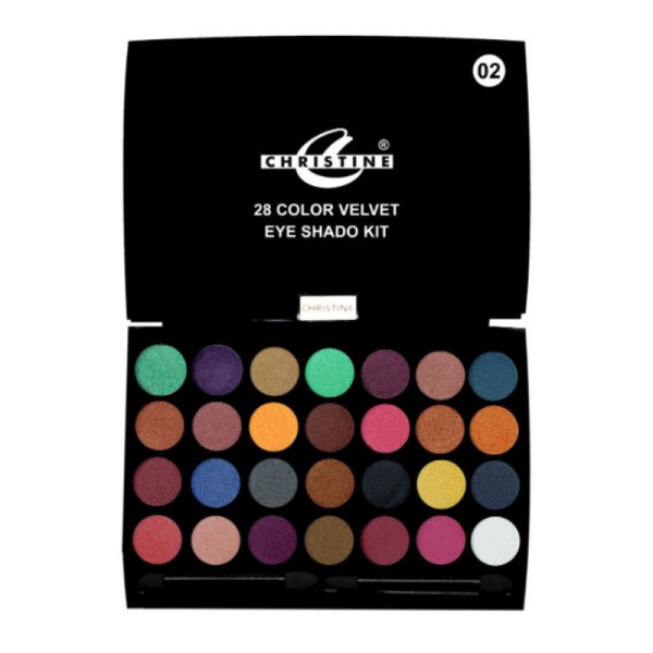 CHRISTINE 28 COLORS VELVET EYE SHADOW KIT (02)