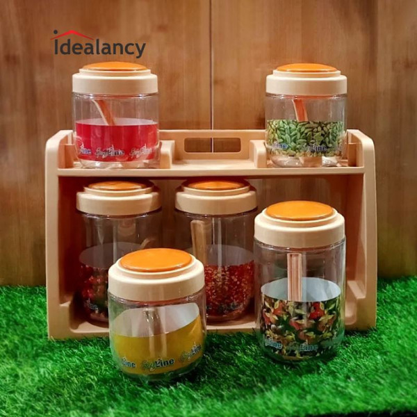 Spice Rack With 6 Airtight Jars