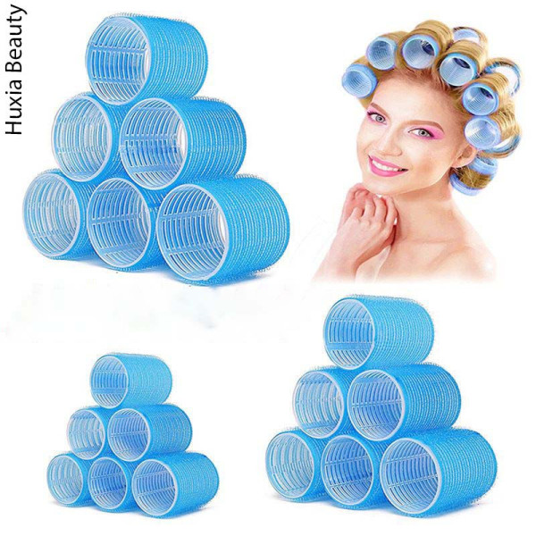 Huxia Beauty Pack Of 6 Blue Self-Grip Hair Rollers Hair Curlers No Heat Hair Bangs Volume Self