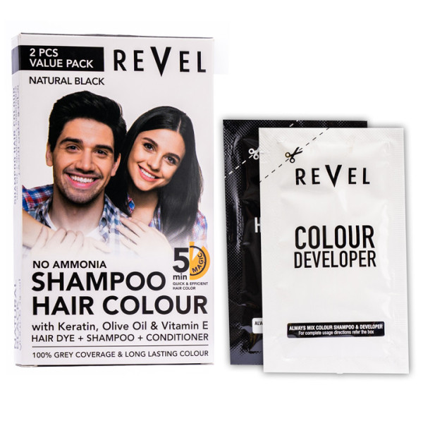 Revel shampoo air color natural black 2pc value pack