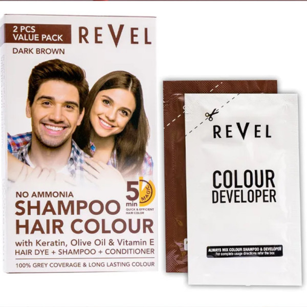 Revel shampoo hair color dark brown 2pc value pack